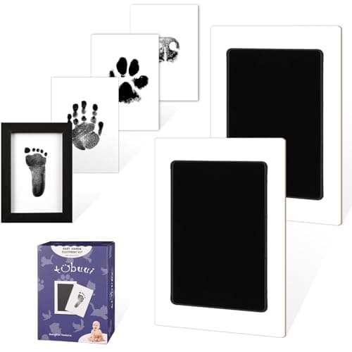 2 Park Baby Footprint Kit with 1 Wooden Frame, No Mess Inkless Hand and Footprint Kit, Clean-Touch Ink Pads for Fingerprint Stamps, Paw Print Kit for Dogs Cats, Baby Shower Gifts Keepsake for New Mom - Image 1