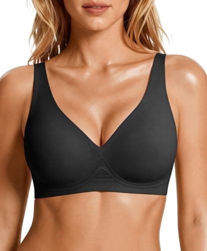 Wireless Push Up Bra Seamless Bras for Women Comfy No Underwire Supportive Bralettes Deep V Comfortable Tshirt Bras Black - Image 1