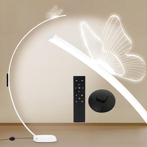 Modern Butterfly Arc Floor Lamp - Dimmable 2000 Lumens Arched Floor Lamp with Remote Control, 3 Color Modes & Foot Switch, Elegant Arc Floor Lamps for Living Room, Bedroom, Office Decor (White) - Image 1
