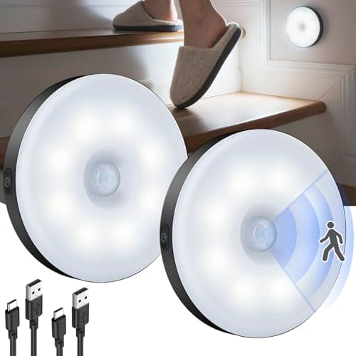 DWEPTU Motion Sensor Night Light 2 Pack LED Night Lights, Dusk to Dawn Motion Sensor for Bedroom, Bathroom, Toilet, Stairs, Kitchen, Hallway - Image 1