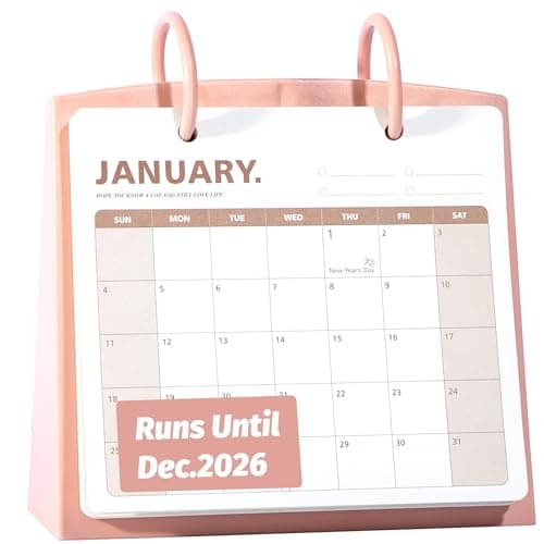 Bibiage Small Desk Calendar 2026 Jan to Dec, Monthly Decorative Flip Calendar for Desk with to Do List, Cute Desk Decor, Standing Calendar for Home School Office Supplies, 7" x 6.5", Pink