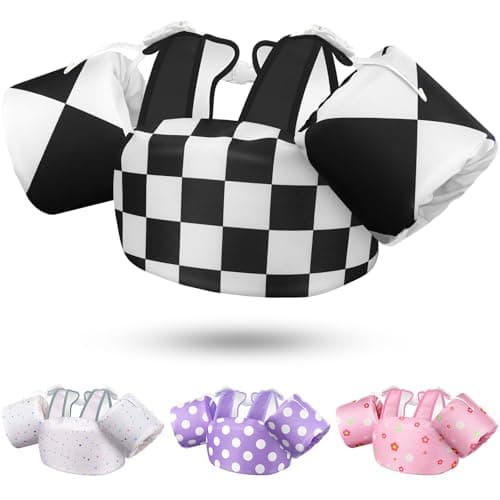 Vvinca Toddler Swim Vest for Kids 28-66 lbs, Toddler Floaties Puddle Pool Float Jumper 30-50 Pounds for Girls Boys Ages 2-6 with Detachable Arm Floaties Stylish Floats for Swimming Pool Beach Vacation - Image 1
