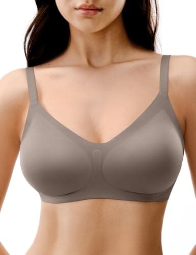 Lehoba Womens Push Up Seamless Bra Comfortable Wireless Tshirt Bras V Neck Wire Free Sports Bras, Gray X-Small - Image 1