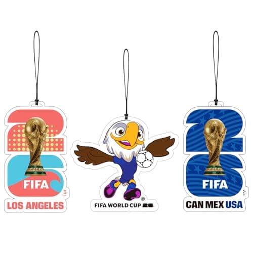 FIFA World Cup 2026 Los Angeles, 3 Pack Car Air Freshener, Provides Long-Lasting Scent, FIFA 2026 Charms, World Cup USA Mascot, Los Angeles