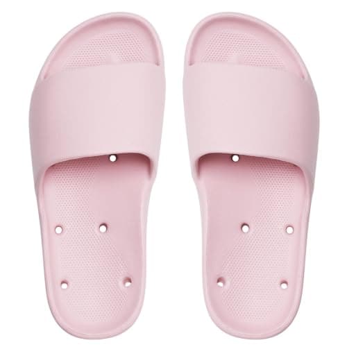GETOEU Arch Support Shower Shoes for Women and Men Quick Drying with Drain Holes Slide Sandals Soft Cushioned Anti-Slip Pool Slides Comfort Bathroom Shower Slides,Pink - Image 1