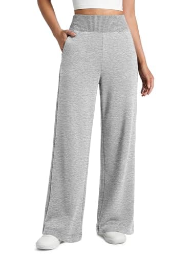 ATHMILE Baggy Sweatpants Womens Wide Leg High Waist Lounge Casual Straight Pants Spring Clothes with Pockets Grey - Image 1
