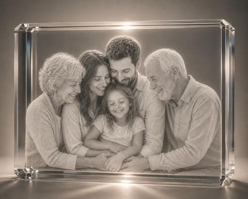 VYPEROCK Custom 3D Crystal Photo Personalized Made in Houston USA, Laser Engraved K9 Crystal Keepsake for Couple Family Pet Memorial, Unique Wedding Anniversary Birthday Gift for Wife Mom Women - Image 1