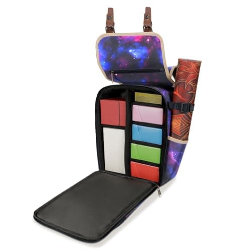 ENHANCE Designer Edition Compact MTG Backpack with Customizable Interior Fits Magic the Gathering, Lorcana & more - Accessory Pocket for Dice Bags, Booster Packs, Tag Trackers, Playmat Pocket (Galaxy)