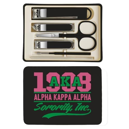 TTJHGYQO Nail Clippers and Beauty Tool Portable Set Nail Clipper Set Manicure Set 6 in 1 AKA Sorority Gifts Suitable for for Women Home, Workplace, Outdoor Travel,Etc. (AKA Black) - Image 1