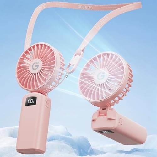 Gaiatop 4000mAh Handheld Mini Fan, 7110RPM High Speed Portable Personal Fan, 3 Gears Strong Wind, LED Display, USB Rechargeable Battery Operated, Gift for Women, Makeup, Travel Outdoor, Pink - Image 1