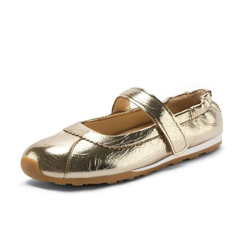 Tigeridea Women Fashion Sneakers Mary Jane Ballet Dress Shoes, Gold, 7.5 - Image 1