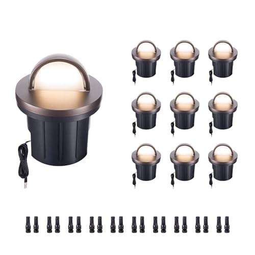 Varmtalys Low Voltage 3000K LED Well Lights, 10 Pack 6W 420LM 12V In-Ground Landscape Lights, IP67 Waterproof Aluminum Oil-Rubbed Bronze, 4" Directional Lighting for Path, Yard - Image 1