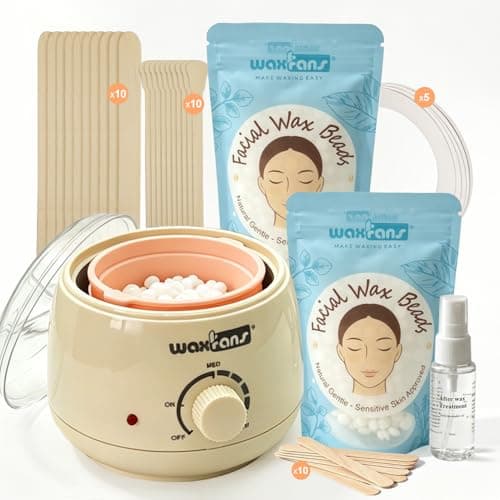 Face Waxing Kit for Women, Gentle on Sensitive Skin – Eyebrow Wax Kit, Easy At-Home Hair Removal for Face, Eyebrow & Bikini, with A Mini Wax Pot, 200g Face Wax Beads & 30 Wooden Sticks(Cream White) - Image 1