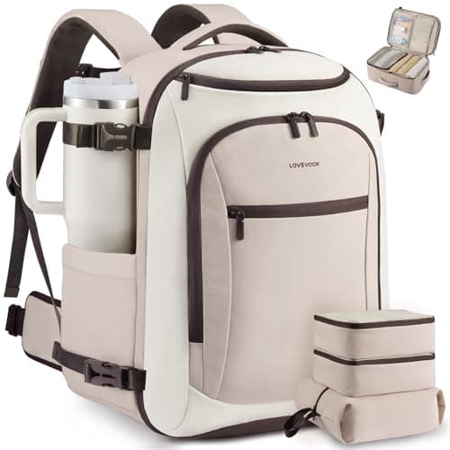 LOVEVOOK 40L Travel Backpack for Women & Men,Airline Approved Carry On Backpack with 3 Packing Cubes,TSA Carry on Luggage,Waterproof Personal Item Bag,Weekender Essentials Backpacks fits 18" Laptop - Image 1
