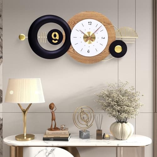 38x17 Inch Modern Silent Battery Powered Wall Clock for Living Room Decor - Image 1