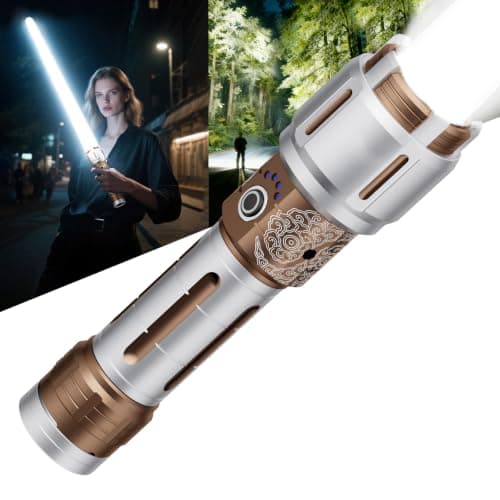 SKYFIRE 2503 LED Rechargeable Flashlights with Lightsaber, 3000 High Lumens Waterproof Zoomable Powerful Bright Flash Light for Home, Outdoor, Flash Saber Fans and Night Adventures with Ignition Lens - Image 1