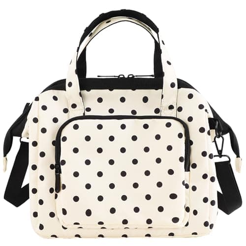 U+U Reusable Lunch Bag for Women Men Leakproof Lunch Tote Bag with Adjustable Strap, Holds Lunch Box, Snacks, Fruits for Work, Picnic or Travel - Insulated, Large Capacity, Waterproof (Polka Dot) - Image 1
