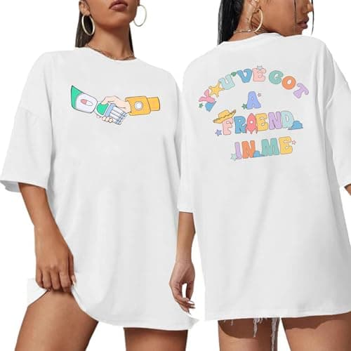 You've Got A Friend Shirt Women Oversized Magical Shirt Funny Letter Print Tee Family Holiday Vacation Short Sleeve Tops White - Image 1