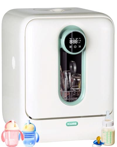 ICUIRE Baby Bottle Washer and Sterilizer and Dryer, 131-167°F High Temperature Sterilize for Baby Stuff, 3.2L Water Tank to Clean Bottles, Pump Part &Pacifiers&Bowl, Newborn Parents One-Hand Operation - Image 1