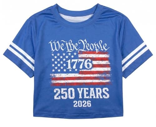 USA Crop Tops 4th of July Shirts Women 250th Anniversary USA Shirt Patriotic Tshirts American Flag and Star Tee - Image 1
