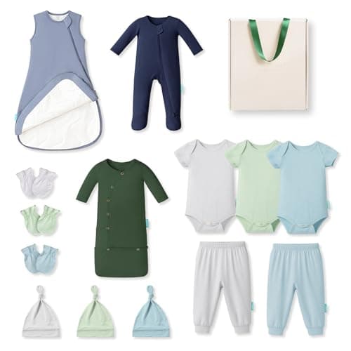 PurComfy Bamboo Newborn Clothes Gift Set: 14-Piece Buttery-Soft Layette Set with Sleep Sack, Baby Boy Clothing Essentials — Bamboo Lover Set, 0-3 Months - Image 1