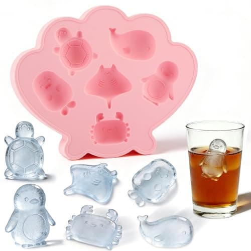 Fu Store Ice Cube Tray Shell Silicone Ice Cube Trays with Cute Marine Life Shapes Cubes Easy to Release Perfect for Freezer Home, Kitchen, Drinks, Cocktail, Coffee, Chocolate Mold (Pink) - Image 1