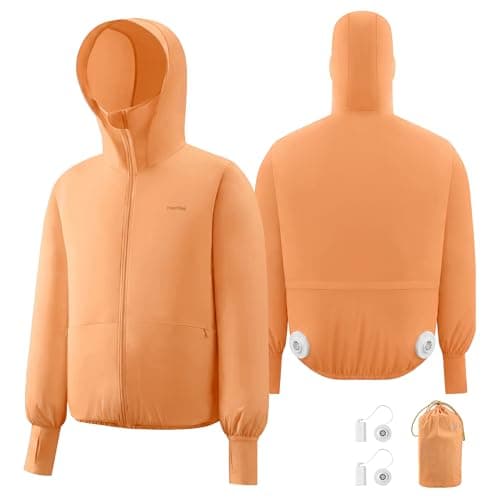 RoamFlex Air Cooling Fan Jacket - 20000RPM Dual Fans, UPF50+ Sun Protection, Waterproof, 8H Battery, 1.87lbs for Men Women -L (Orange) - Image 1