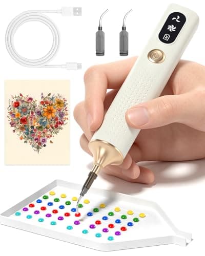 Diamond Art Tools Pen, Electric Diamond Painting Vacuum Pen Cordless & Quiet, Non Interupted Power Suction Modes, Skip Wax, No Block View Diamond Art Accessories for Adults, White - Image 1