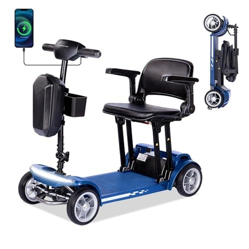 Cyseekin Mobility Scooters for Seniors & Adults – 20AH Long-Range Battery, Anti-Tip Wheels, 4-Wheel Electric Mobility Aid, 3-Step Quick Fold, 300 lbs Capacity, Front Bumper, Flip-up Armrest, USB Port - Image 1