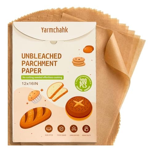 Yarmchahk 200pcs Unbleached Parchment Paper Sheets, 12x16In Precut Cooking Paper Liners for Baking Sheets, Air Fryer, Microwave, Grilling, Oven, Non-Stick,Non-Toxic, Oil Proof, Food Grade - Image 1