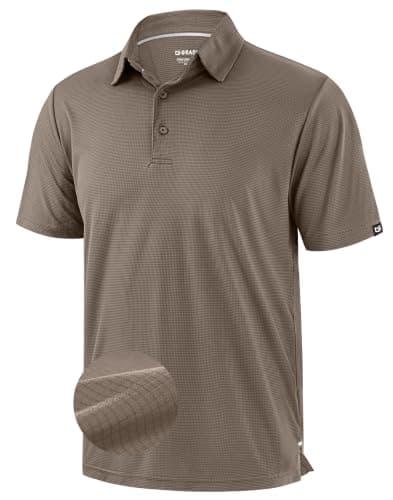 G Gradual Mens Golf Shirt Short Sleeve Moisture Wicking Quick Dry Lightweight Performance Athletic Tennis Grid Collared Polo Shirts for Men(Brown,Small) - Image 1