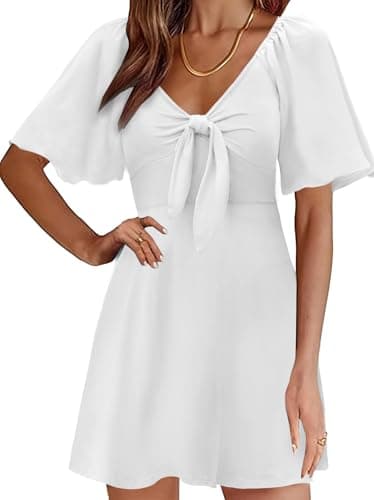 MixShe Summer Dresses for Women 2026 Italian Dress Fall Fashion Plus Size Beach Vacation Clothes Elegant Classy Sundresses Wedding Guest Maxi Seniors Outfits White Small - Image 1