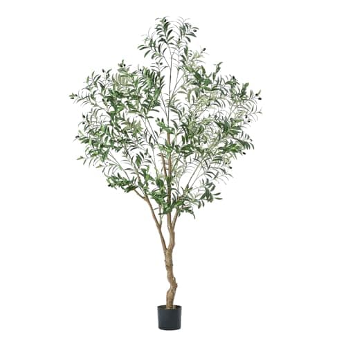 MYELLU 7FT Olive Tree Artificial Plant Decor - Tall Fake Tree for Home Decor Faux Plant Indoor 2000 Leaves Artificial Olive Tree for Living Room Bedroom Office Live Streams Decorative Modern Greenery - Image 1