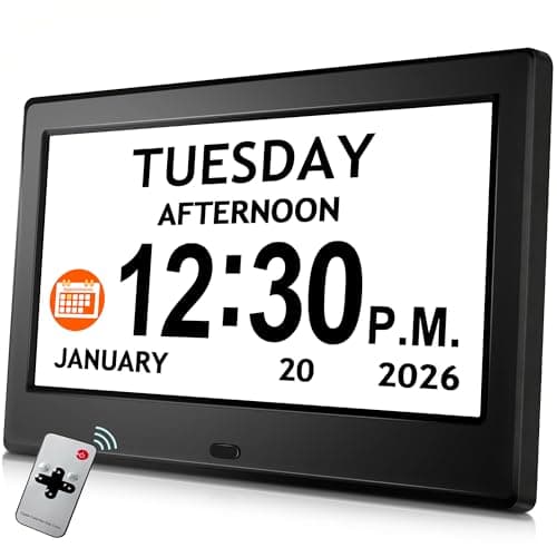 7'' Digital Clock, Dementia Clock With Date And Time, 10 Reminders, 6 Alarms, Auto-Dimming, Auto DST, Remote Control, Large Display Alarm Clock For Seniors, Gifts For People With Dementia, Alzheimers - Image 1