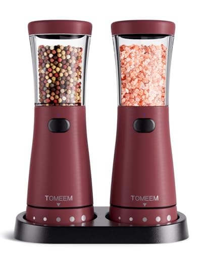 Electric Salt and Pepper Grinder Set with Storage Base, Stainless Steel Rechargeable Salt and Pepper Grinder Set with 4.5 oz Large Capacity, 1.8" Wide Mouth, Adjustable Coarseness, Ideal for Kitchen - Image 1
