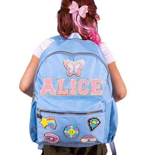 ROSLILY Personalized Backpack Girls Back To School Backpack With Name Patch Custom Nylon School Backpack Gifts for Boys Kids Toddles Students Birthday Christmas - Image 1