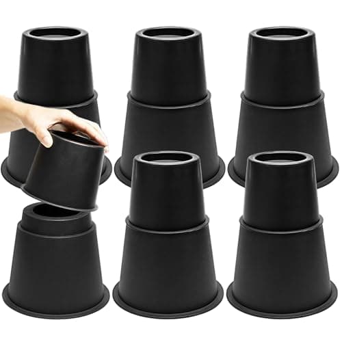 NKPOPHETE 8 inch Bed Risers Adjustable Furniture Risers - Heavy Duty Non-Slip Lift Supports for Beds/Couches/Sofas, Durable Round Design with Creates Storage Space (6 Pack Black, 3/5/8 inch Round) - Image 1