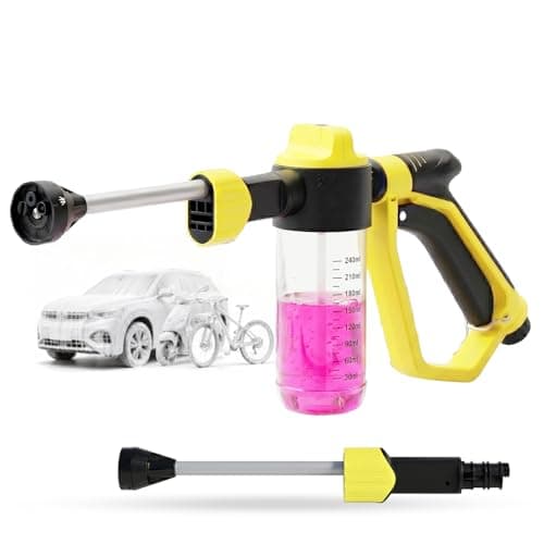 PAMOX Car Wash Foam Gun for Garden Hose - High Pressure Foam Cannon Car Wash Kit with 3 Spray Modes - Professional Car Wash Hose Sprayer for Cars, Trucks, RVs, Motorcycles & More, Yellow