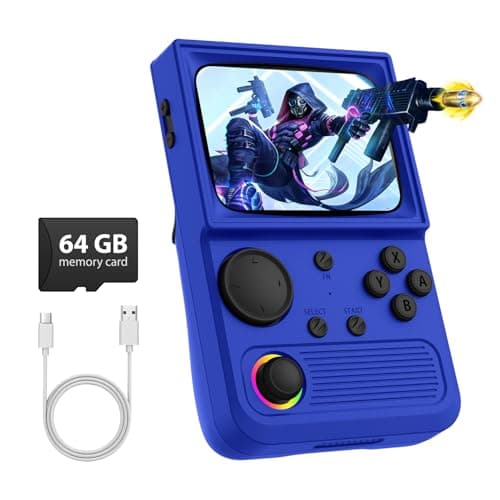 R36T Retro Gaming Console, 3.5''IPS Screen CRT-Inspired, Handheld Game Console 64GB with 18000+ Classic Games Supports WiFi Networked Fighting and OTG,with Portable Case(Dark Blue 64GB) - Image 1