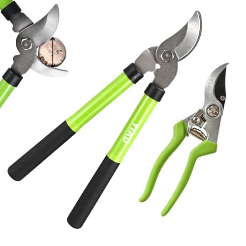 2Pcs High Carbon Steel Bypass Hand Loppers & SK5 Pruning Shears Set - Image 1