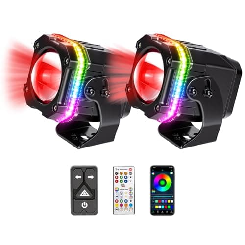 KEMIMOTO Whipless LED Whip Lights with Auto-Cancel Turn Signal, 300+ RGB Modes, APP & Remote Control, IP67 Waterproof Alien Lights Compatible with Polaris RZR Can-Am w/Mounts Fit 1.5" - 2" Roll Bar - Image 1