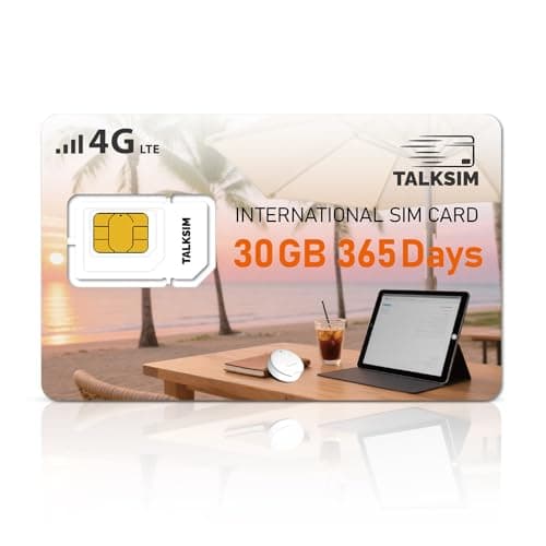 International Data SIM Card 30GB 365 Days, 4G LTE Travel SIM Card Support 45 Countries USA/UK/Europe/Asia/Africa, Prepaid Data Only Travel SIM for Unlocked Phones, Tablets, WiFi Hotspots, No Contract - Image 1