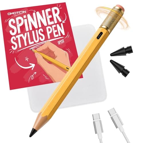 OMOTON SP02 Fidget Spinner Stylus Pen for Apple iPad 2018-2026, Pencil Shaped with Tilt Sensitivity & Palm Rejection, Long Battery, Compatible with iPad Pro/Air/Mini 5/6-Yellow - Image 1