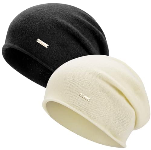 HAMUNI Wool Slouchy Beanie for Women, Soft Warm Beanies Hats- Lightweight & Breathable Knitting Skull Beanies Cap for Spring, Fall, Winter