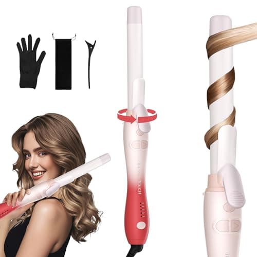 Extra-Long Barrel Rotating Curling Iron with Short Clamp, Automatic Curling Iron 1 Inch Creates Loose Curls – for Medium and Long Hair, High Heat 410°F, Instant Heat up, Double Ceramic, Dual Voltage - Image 1
