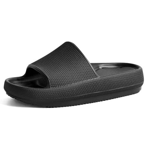 GETOEU Cloud Slides for Women and Men with Arch Support Shower Shoes with Drainage Holes Waterproof Slide Sandals Non Slip Quick Dry Pillow Slides for Bathroom Pool Beach,Black - Image 1