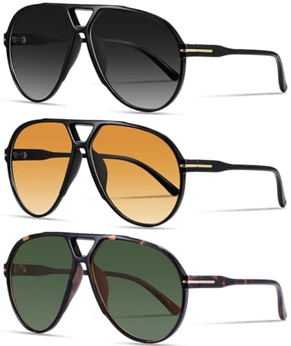 YMRFW Oversized Retro Aviator Sunglasses for Women Men Classic 70s Trendy Vintage Style Large Frame Sun Glasses - Image 1