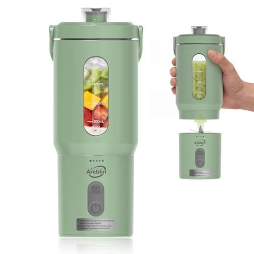Personal Portable Blender, Detachable To-Go Cup& Carry Handle,17oz Blender Cup for Shakes and Smoothies, Rechargeable Mini Juicer for Gym, Baby Food, Auto-Shutoff, BPA Free, Green - Image 1