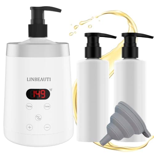 LINBEAUTI Massage Oil Warmer Bottle Professional Lotion Heater for SPA, Automatic Heated Lotion Cream for Salon, Barber Shops, Home, with Two Oil Bottle Dispenser - Image 1