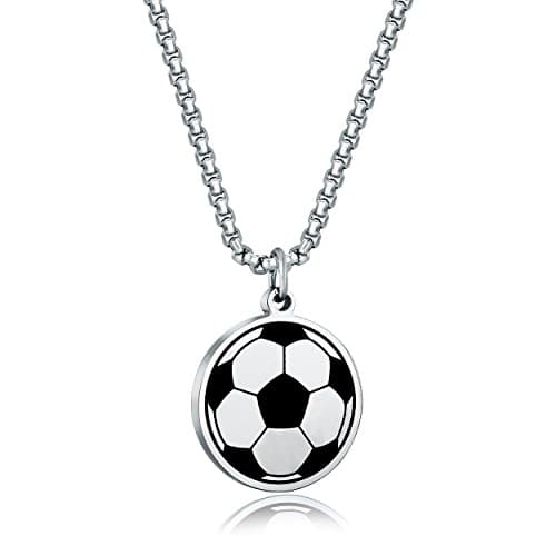 Rehoboth Soccer Athletes Stainless Steel Sports Cross Pendant Necklace for Women Men 22 Inch Adjustable Chain Bible Verse - Image 1